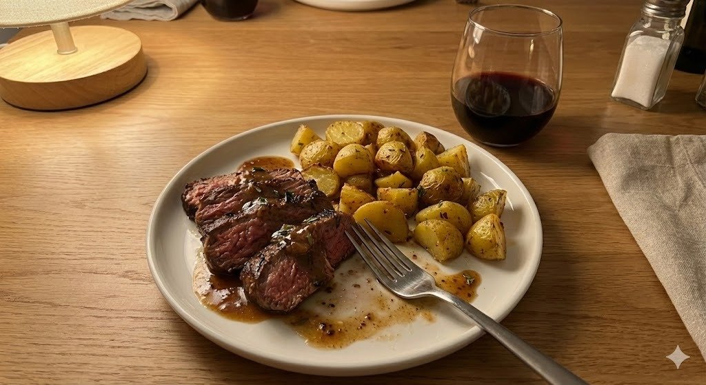 Finished Steak and Brown Butter Sauce meal - Click to visit Marley Spoon